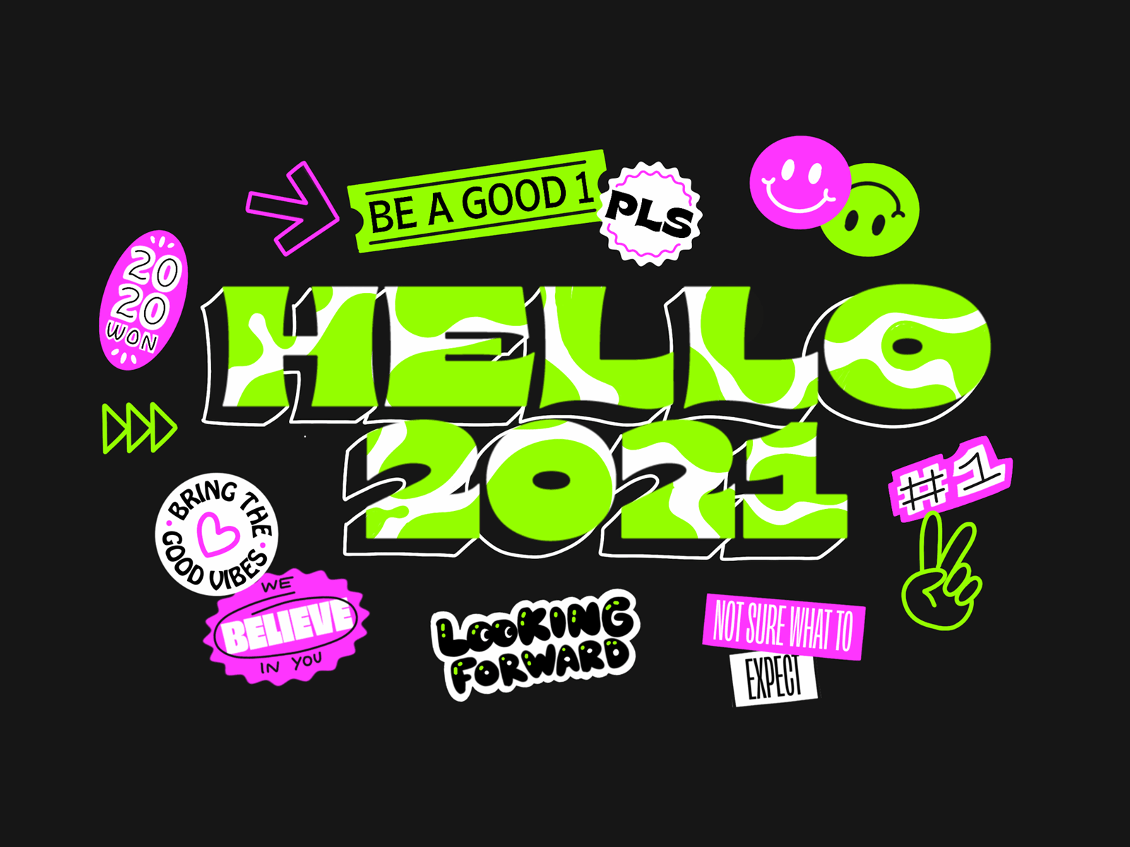 Hello 2021 2020 2021 animation art hand lettering illustration lettering motion graphics new year procreate resolutions stickers vector