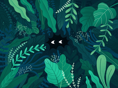 In hiding 👀 art eyes foliage hide illustration jungle plants procreate vector