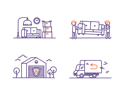 Moving illustrations couch icons illustration lock moving security sofa storage truck vector