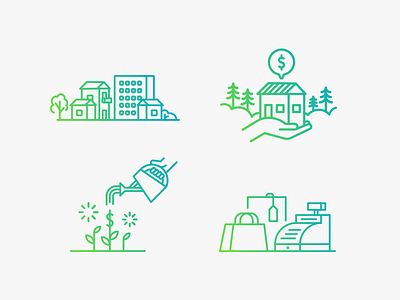 Creating the best places illustrations affordability buildings development economic grow hand home icon illustration plant retail vector