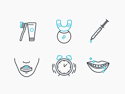 Teeth whitening icons dentist icon illustration smile teeth timer toothbrush toothpaste vector whitening