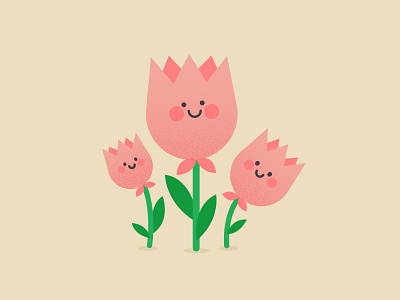 Tulips character children cute design flat flowers illustration kids nice tulips vector