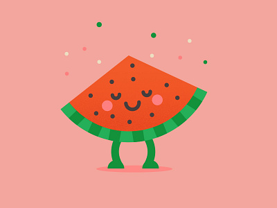 Dancing Watermelon character children cute dancing flat fruit happy illustration kids nice vector watermelon