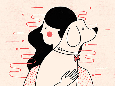 A girl and a dog dog girl illustration ipad pro sketch