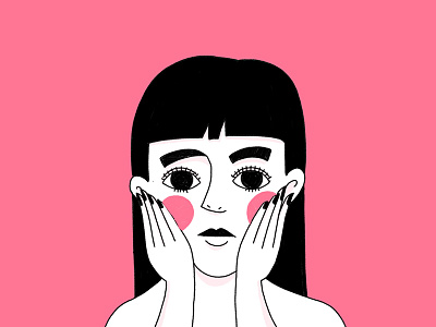 Maybe Later big eyes blush character cheeks girl illustration vector woman