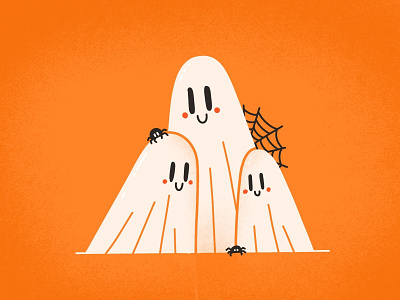 Ghost Fam character cute flat ghost halloween illustration net scary spider spooky vector