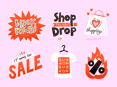 Black Friday Snapchat Stickers black friday custom type flat hand lettering icons illustration snapchat stickerspub