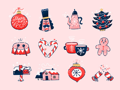 Christmas Sticker Pack for Snapchat bauble christmas cracker flat illustration santa snapchat snow stickers tea tree vector