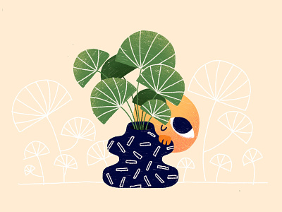 Shy Guy character cute flat illustration pattern plant shy vase vector