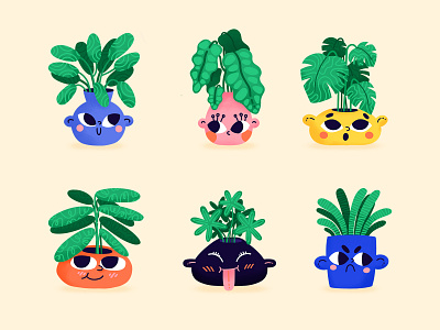 Plant Friends Sticker Pack character cute icons illustration plants procreate snapchat stickers vector