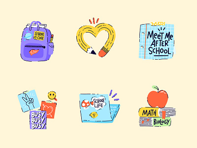 Back to School Sticker Pack hand lettering illustration learning school sticker study typography