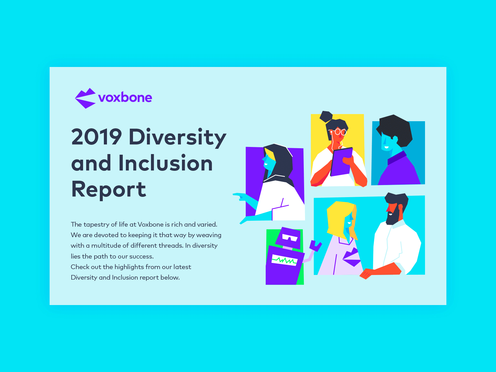 Voxbone 2019 Diversity and Inclusion Report business character communication corporate culture design diversity human illustration inclusion infographic vector work