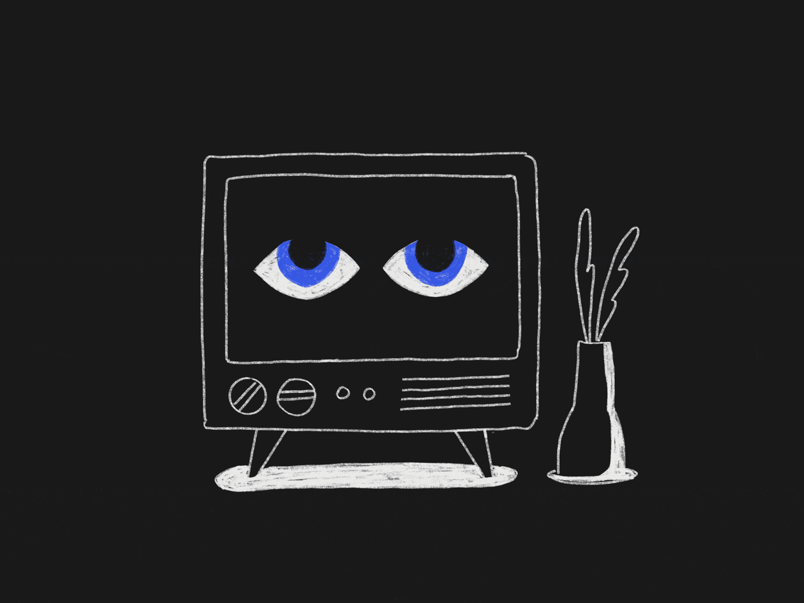 Spooky Eyes animation cute eyes halloween hand drawn horror no signal procreate retro tv