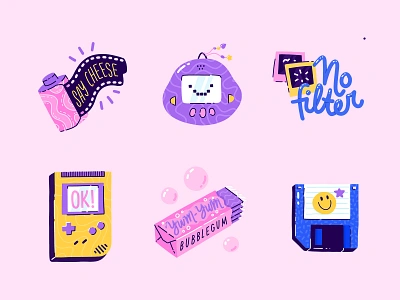 Love the 90s sticker pack 90s bubblegum camera disk film floppy gameboy instant nineties retro snapchat sticker tamagotchi videogame