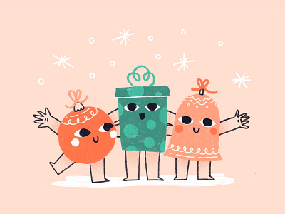 Merry and bright bell cute festive holiday present procreate snow winter