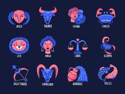 Zodiac Stickers astrology character cute design flat illustration procreate signs stickers zodiac