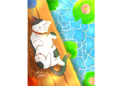 Lazy cat art artwork colors illustration illustrator