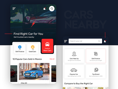 Cars Nearby app design onboarding screen typography ui ux