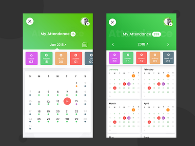 Attendance With Calendar Screen Idea by Nitin_kr on Dribbble