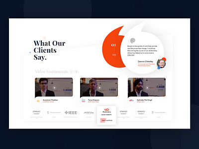 Client testimonial Screen