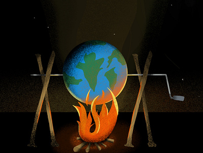 Earth on Barbecue awareness design globalwarming illustration