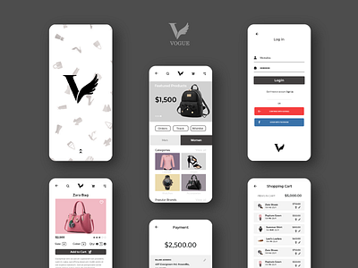 Vogue Mobile Fashion Store App UI Design