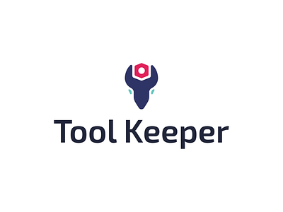 Tool Keeper app bolt branding combine design face flat geolocation hex icon location logo mark minimal minimalist nut simple tool wrench