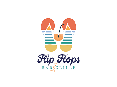 Flip Flops bahamas bar beach brand branding colors design drink flat flip flops grill logo mark negative space postolache razvan sand summer