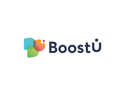 BoostU agency brand branding colorful design gradients logo marketing shapes