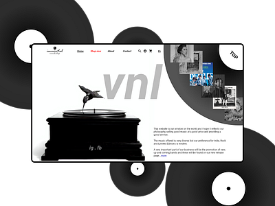 vinyl records store adobe illustrator adobe photoshop adobe xd black black and white branding design landing page logo minimal record records ui ux vinyl web website white