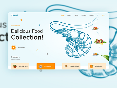 Exploration for a food website. fastfood food foodie landingpage restaurant sea creatures seafood website