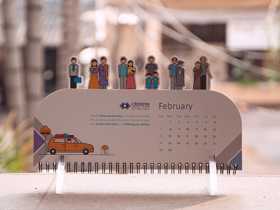 Paper Cut Desk Calendar calendar characters illustration insurance life paper cut print