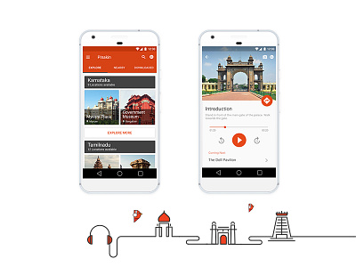 Travel audio guide app. android audio bangalore guide india ios travel ui