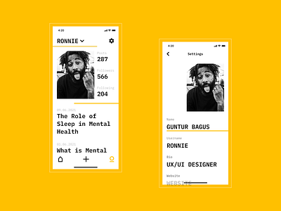User Profile / Profile Settings dailyui dailyuichallenge ios app design profile settings userprofile