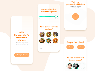 Survey Cookingnow app ask asking cook cooking design experience food level mobile skill start survey ui user experience ux
