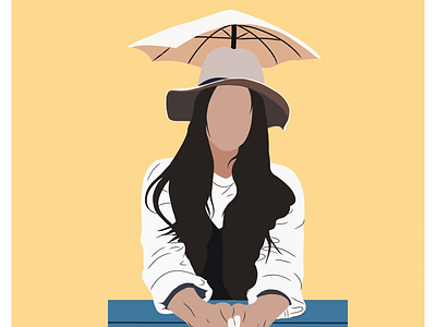 Girl Under Umbrella adobe draw drawing fashion illustration vacation