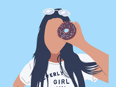 Girl Peeking Through Donut art artist cartoon character design fashion graphics illustrate illustration vector