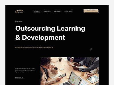 Outsourcing Website Design black business clean company dark dark theme design elegant header helvetica hero hero image landing landing page outsourcing typography web web design website