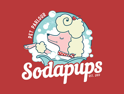 Sodapups Pet Parlour design dog grooming dog logo illustration logo logo design