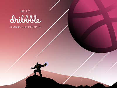 The Mad Titan - Hello Dribbble! debut design dribble flat illustration marvel minimal pink space thanos vector web