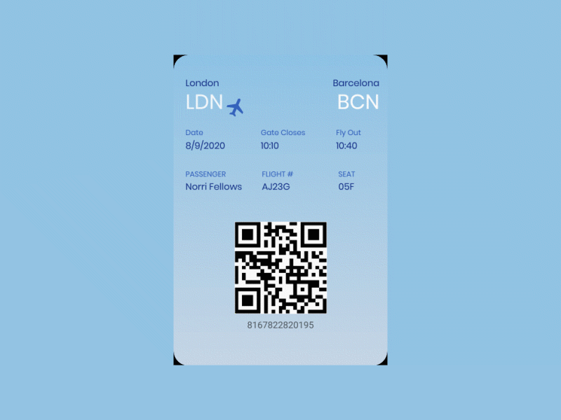 Boarding Pass adobexd aftereffects dailyui dailyui024 dailyuichallenge gradients motion design ui uidesign ux uxdesign