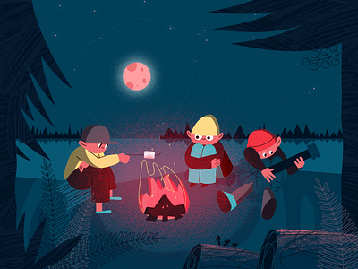 A Night in the Woods 2d adobe after effects animation character color creative design flat gif graphic illustration motion motion design motion graphics nature portfolio texture vector video