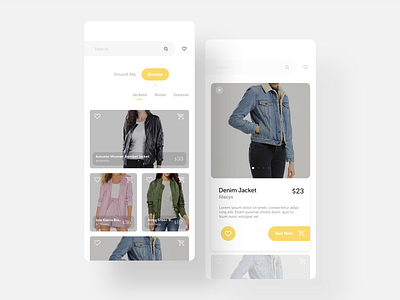 E-commerce App for Fashion Products app design browse ecommerce fashion fashion app favorites female jackets mobile shopping store store app