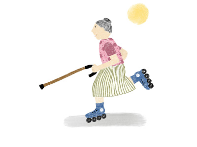 Young Granny drawing illustration illustration digital old woman