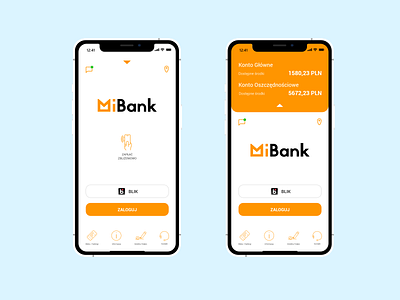 MiBank - banking app - 1/2 - login sceen app design apple bank app banking branding iconography icons ios app iphone x login screen logo mobile mobile app mobile app design mobile ui ui ux