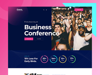 Ovent Business Conference Website 2019 design clean club website colorful conference conference website design event website landing page landingpage meetup website one page onepage ui ux website