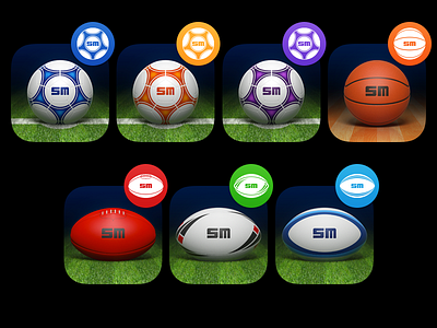 Sportsmate 2015 App Icons app apple basketball football icon ios rugby soccer sports watch