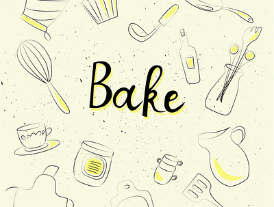 bake baking cooking illustration line vector