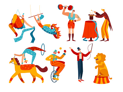 Set of vector characters  In the circus