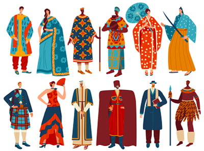 Vector set of characters different nationalities